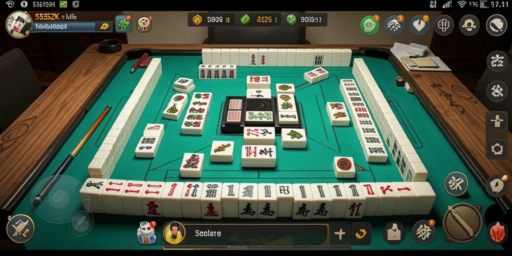 Screenshot gameplay 555ZK menampilkan serunya permainan Mahjong.