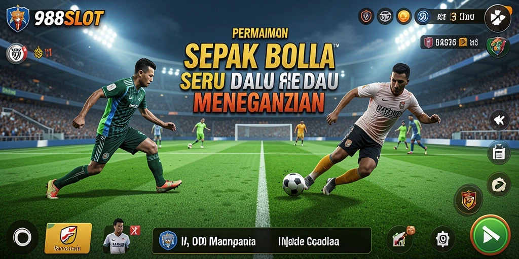 Screenshot gameplay 988SLOT yang menegangkan dalam pertandingan sepak bola.