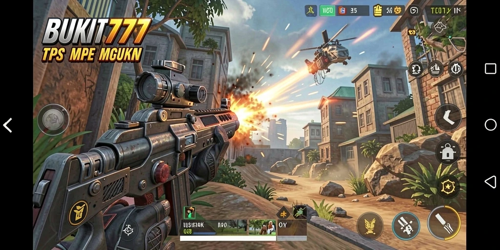 Tampilan gameplay BUKIT777 yang menegangkan di arena TPS.