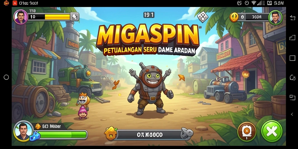 Tampilan gameplay menegangkan dan penuh warna dalam MIGASPIN.