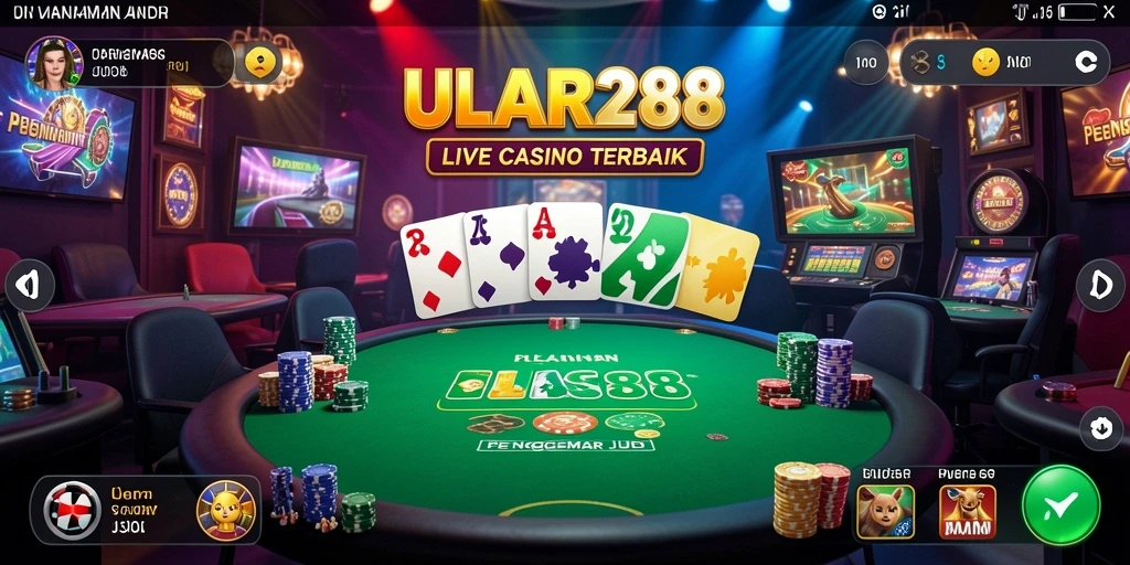 Screenshot dari permainan Live Casino di ULAR288 menunjukkan dealer langsung yang profesional.